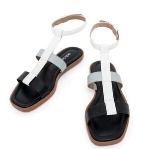 Della terra Sandals Womens Size 8 Multicolor Ankle Strap Darya Vegan Flat